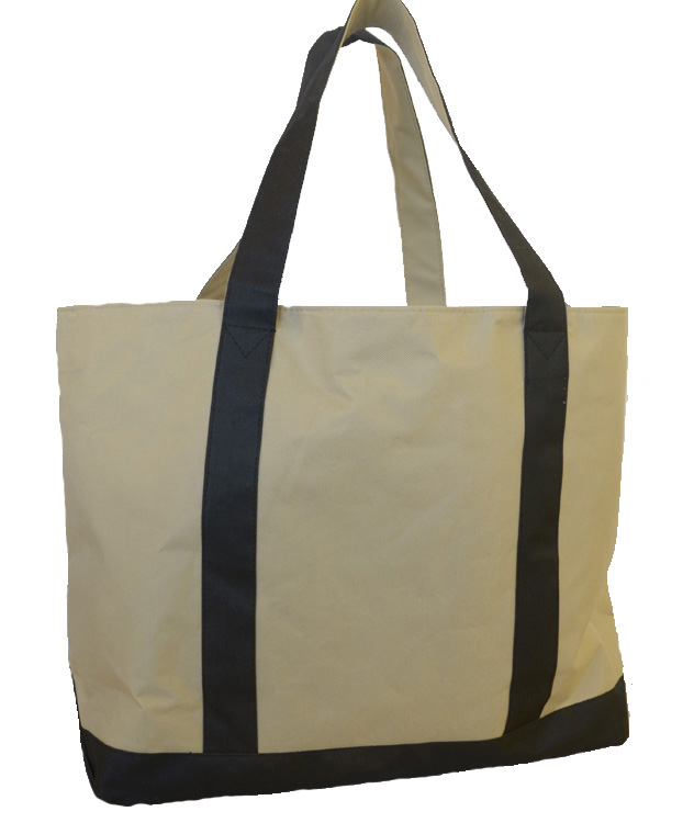 Taupe & Black Belt Polyester Tote